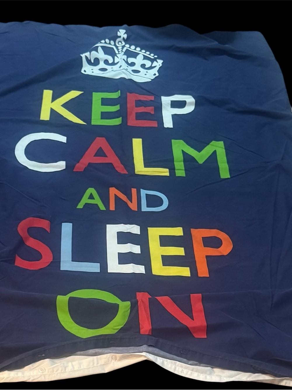 Navy 'Keep Calm and Sleep On' Graphic Bedding
